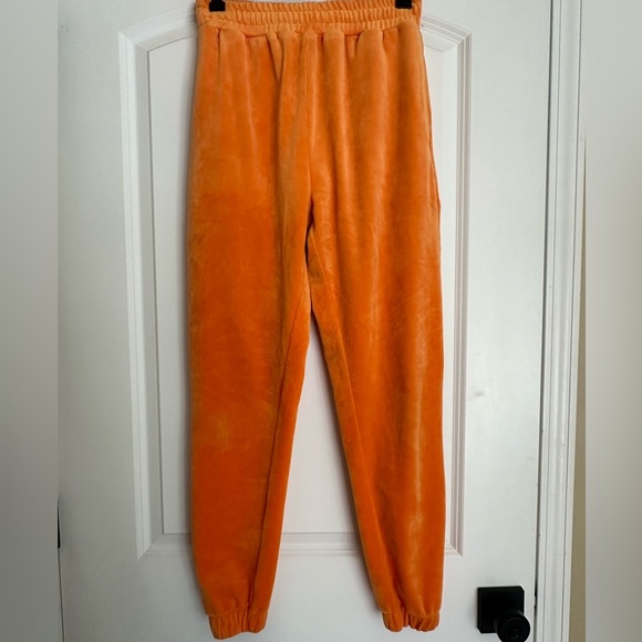 Danielle Guizio ‘Guizio PT2’ Velour Joggers in Orange - Picture 1 of 11